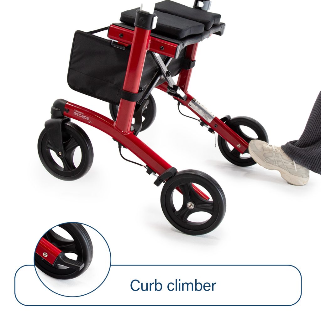 Triumph Escape Rollator red, Curb Climber Detail