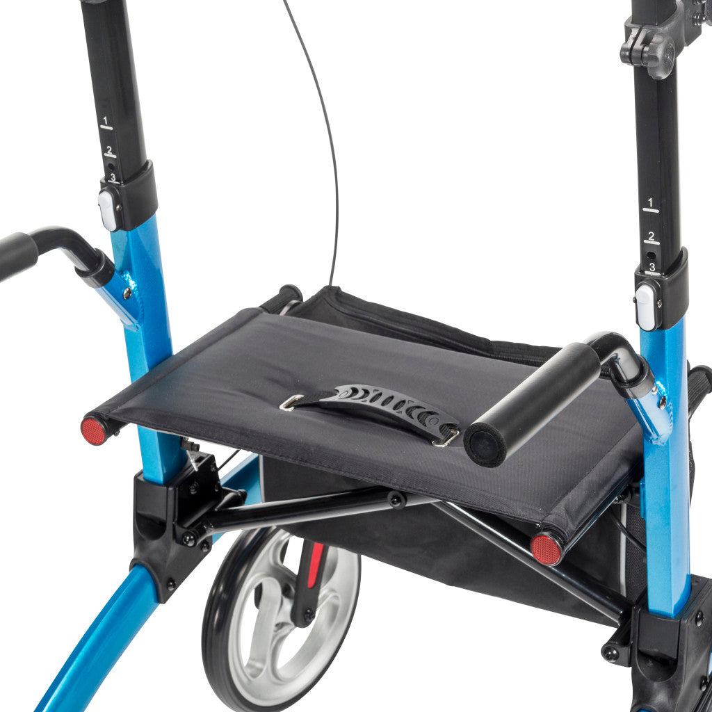 Drive Medical Elevate Upright Walker with Seat and Armrests, Standing Rollator with 10 Inch Wheels, Folding Standup Walker for Seniors, Upright Rollator, Tall Forearm Walker for Erect Posture