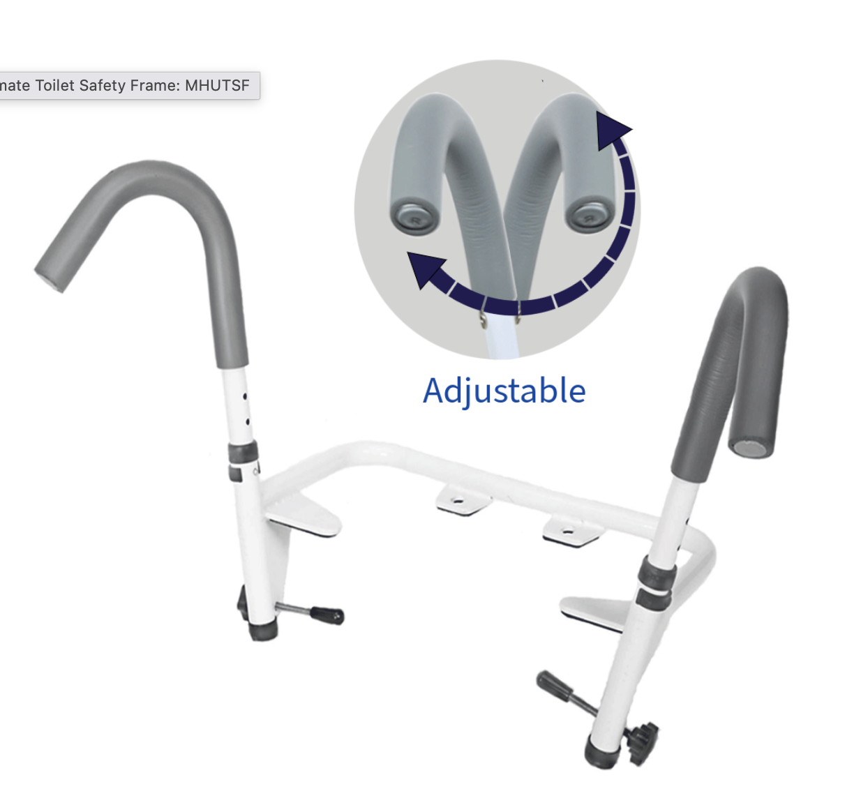 Ultimate Toilet Safety Frame, Adjustable Armrest Detail