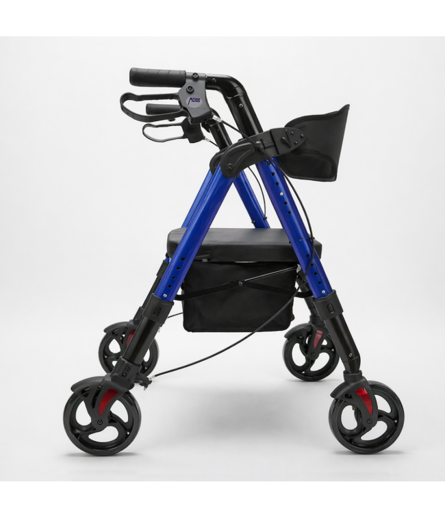 Aluminum Folding Bariatric Rollator – Blue | Heavy Duty Walker with Seat