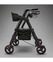 Aluminum Folding Bariatric Rollator – Black | Heavy Duty Walker with Seat