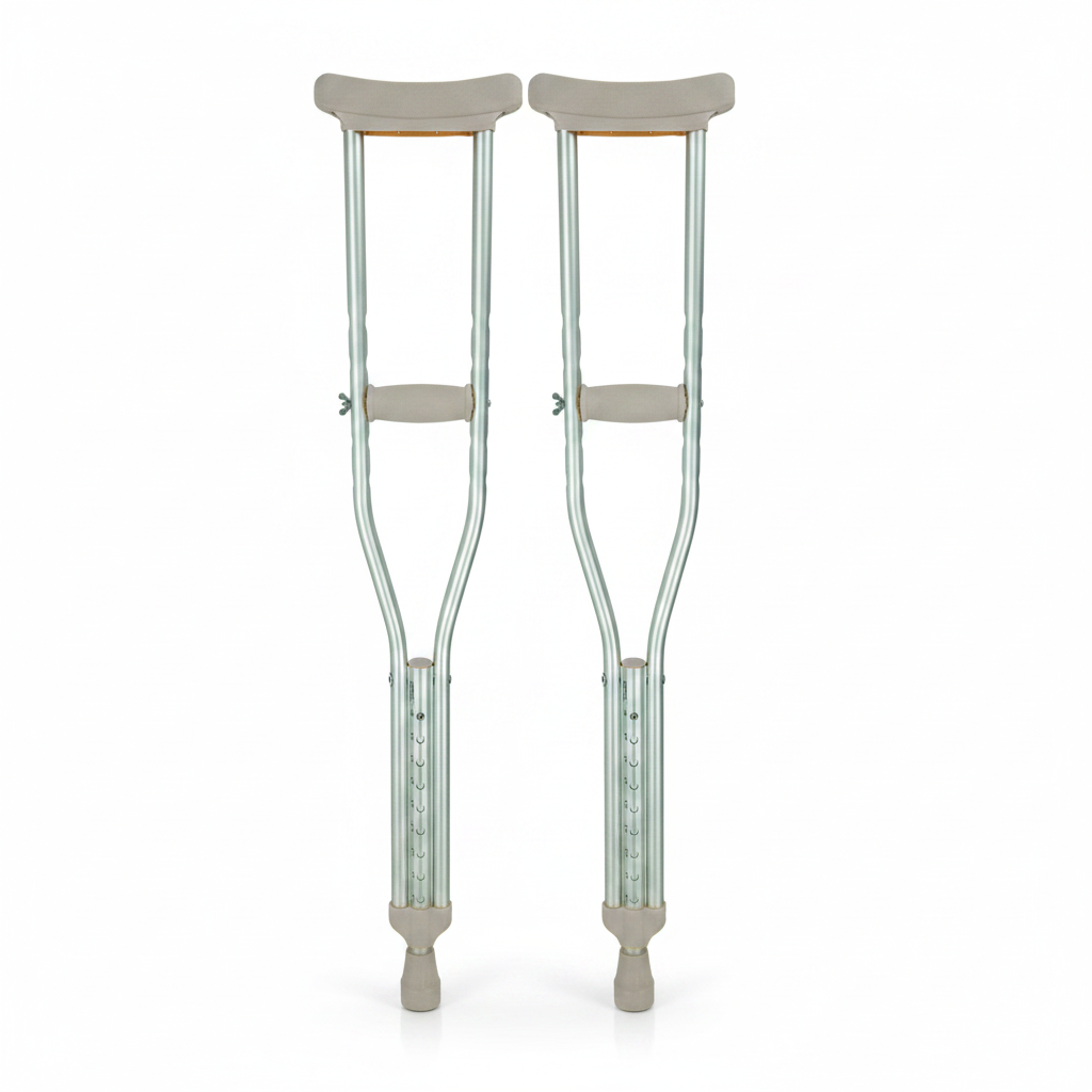 Adjustable Aluminum Pushbutton Crutches | Small, Medium & Large | 300 lb Capacity