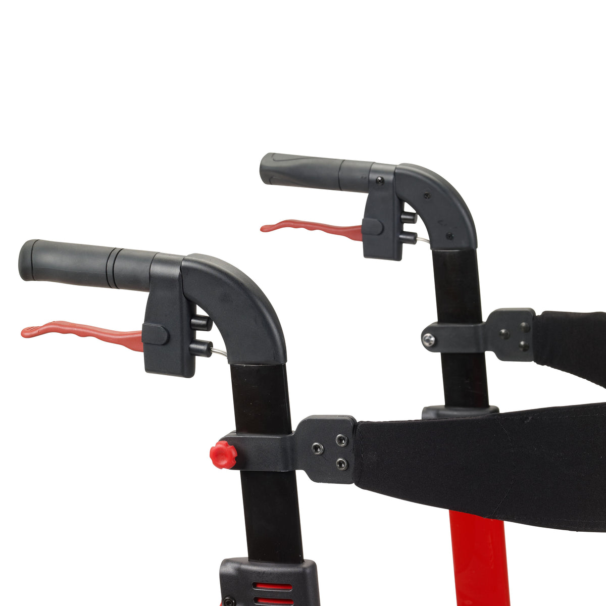 Drive Nitro rollator walker rated to 300 lb capacity, red aluminum frame