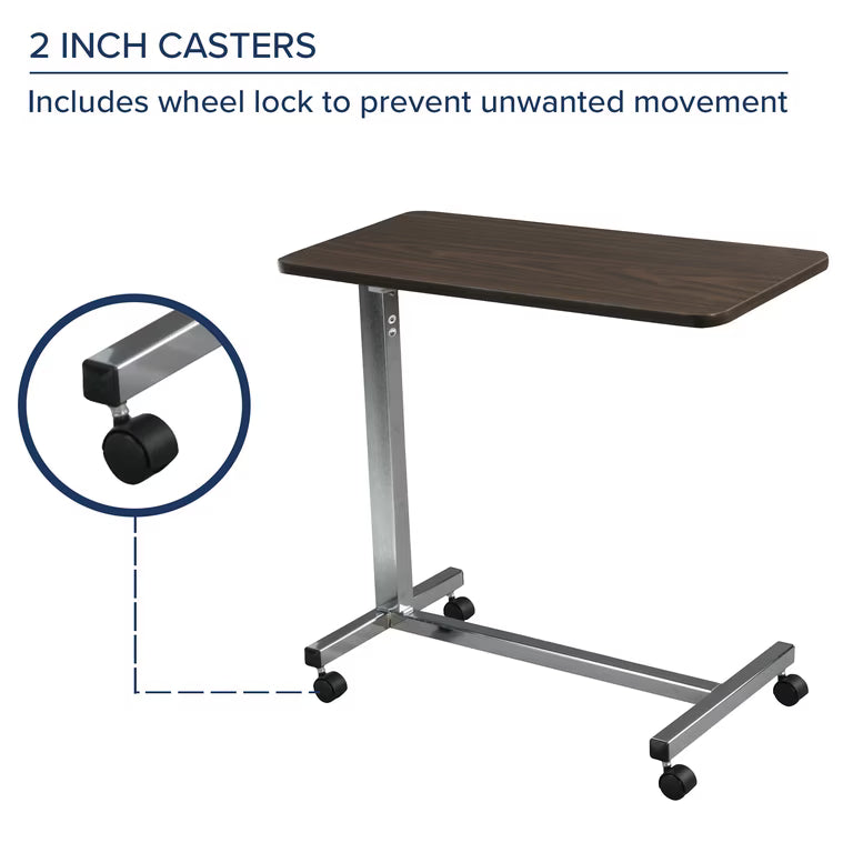 Drive Overbed Table Non-Tilt Top Chrome Base Adjustable Height, view 4 of 4 – Must Medical Equipment Surrey