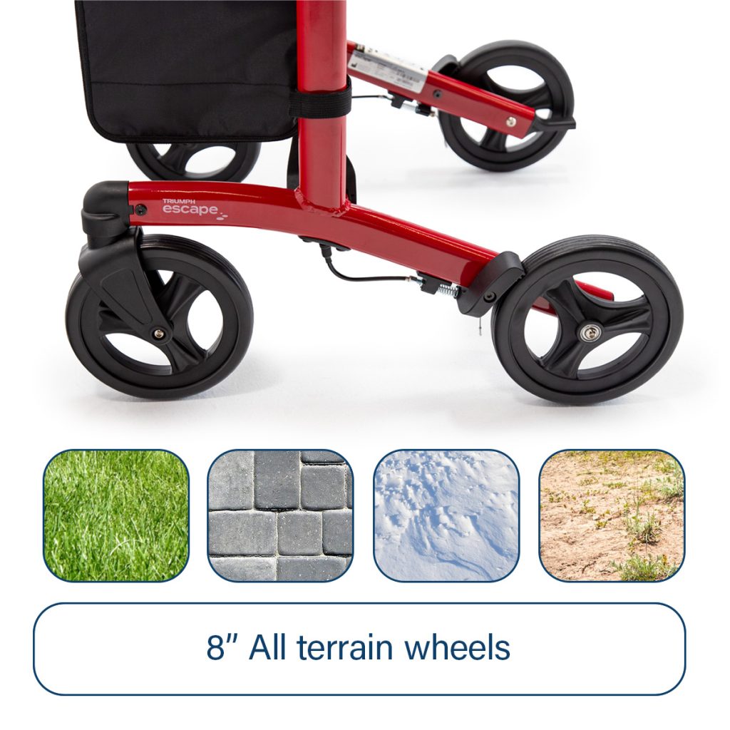 Triumph Escape Rollator – Blue, 19" Seat | Folding Walker with Seat