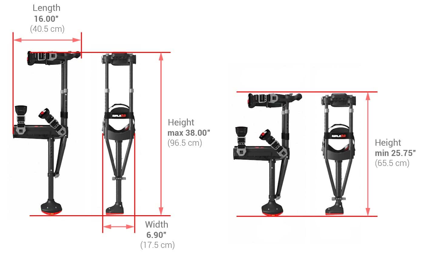 iWalk Hands Free Crutch 3.0 Size Chart and Measurements