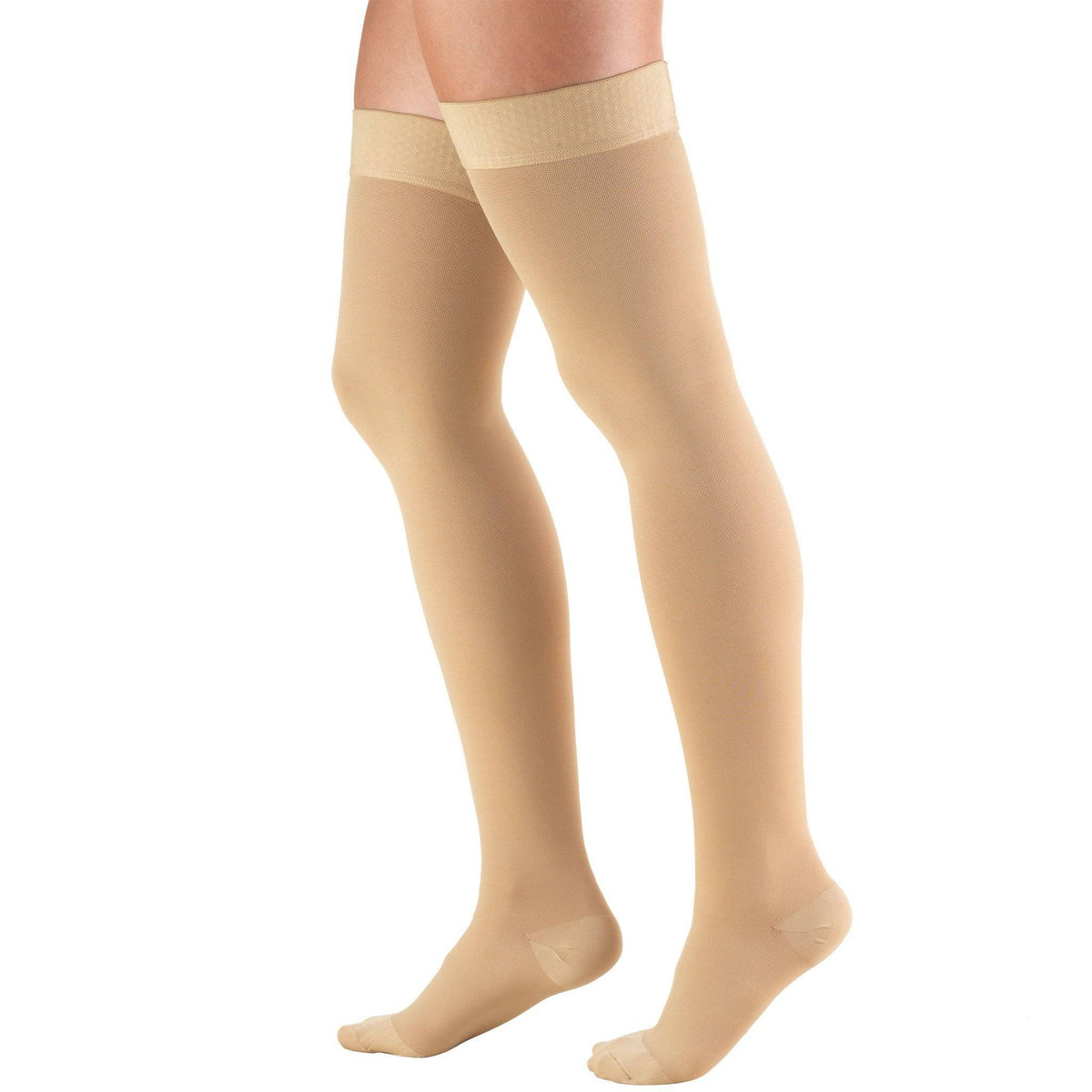 Truform 0678BG Thigh-High Compression Stockings for Women with Zipper, 15–20 mmHg, Beige – Circulation Support for Nurses, Running & Everyday Wear