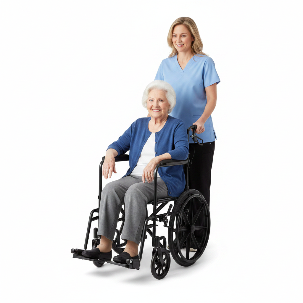 Lightweight Transport Chair for Seniors | Foldable Caregiver Wheelchair | Black
