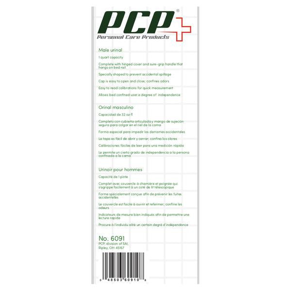 Male Urinal | Portable Bedside Urinal, 1 Qt | PCP 6091