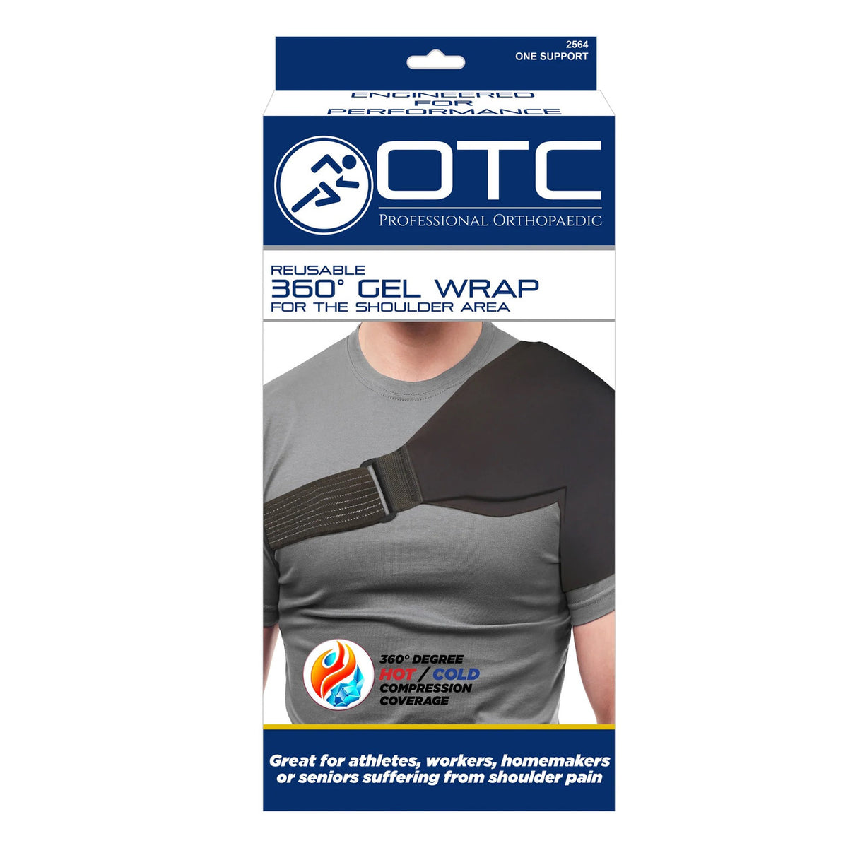 OTC Professional Orthopaedic 2564 reusable 360° gel wrap for the shoulder – hot and cold compression coverage, one size, worn on left shoulder – Must