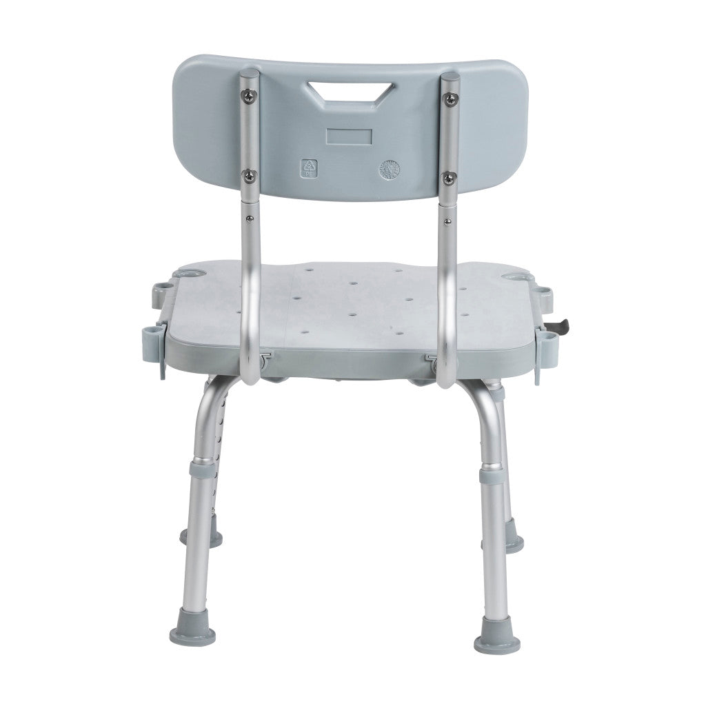 Preserve Tech swivel shower chair in gray with backrest and padded armrests