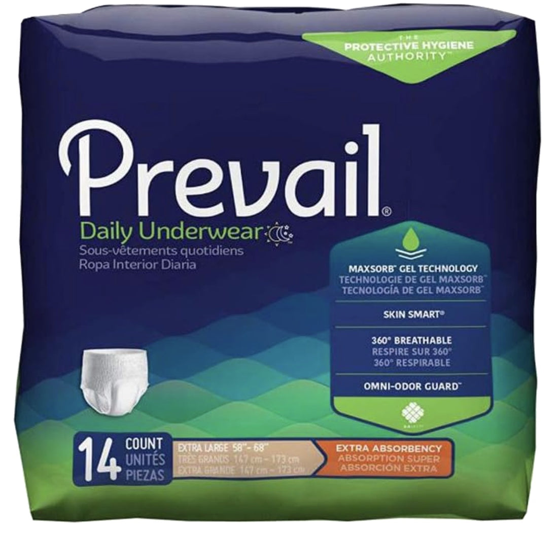 Sous-vêtements absorbants Prevail Per-Fit pour hommes | Taille 58–68 po | Caisse de 56