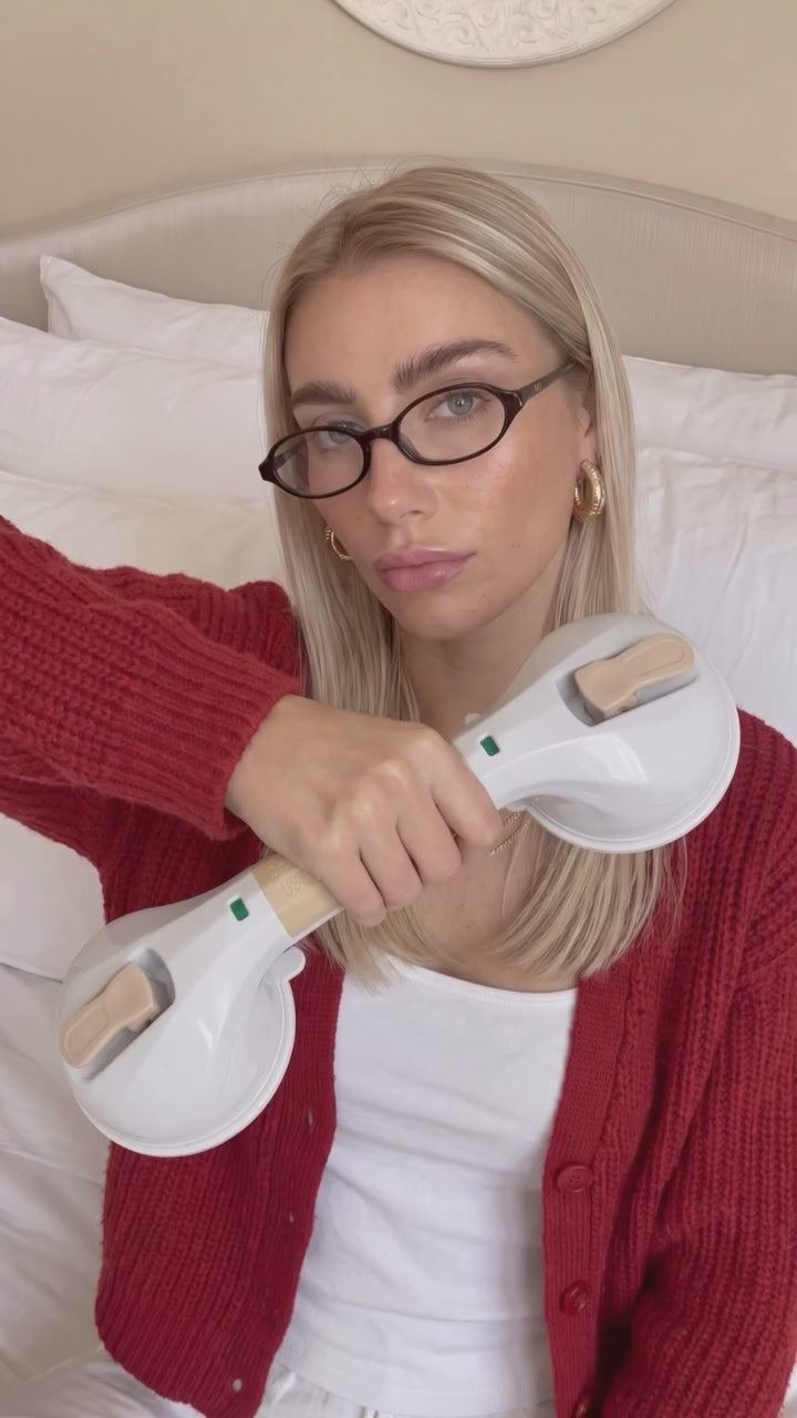 Charger la vidéo : Drive Medical 12" Suction Grab Bar — Removable, No-Drill Bathroom Safety Handle