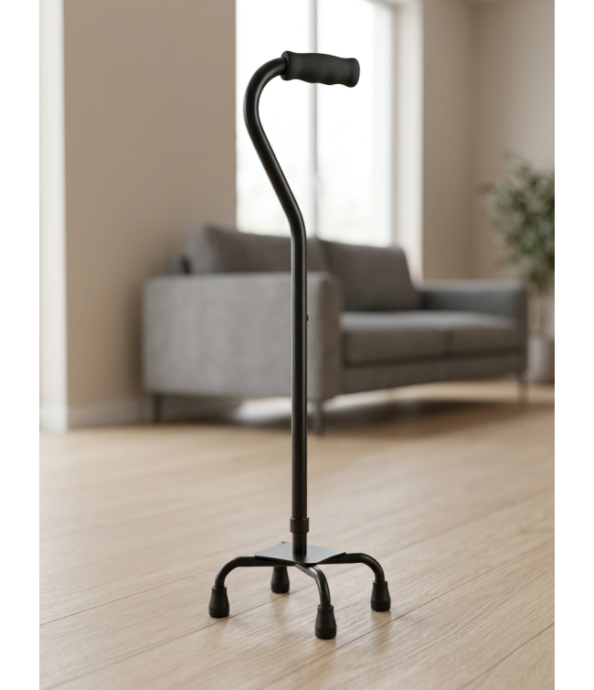 Quad Cane – Small Base, Black | 4-Point Walking Cane
