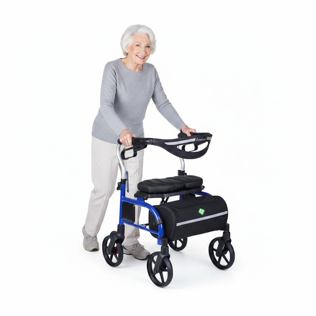 Winnie Trillium Rollator | 4-Wheel Rolling Walker Regular | Chinatown Blue