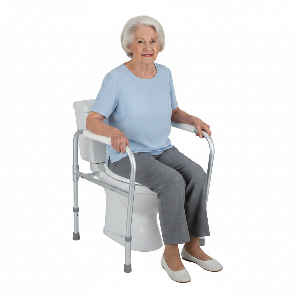 Toilet Safety Frame Toilet Safety Rail with Easy Installation; Height Adjustable ; Bathroom Assist Rail with Armrests; Bathroom Safety; 300 lb. Weight Capacity